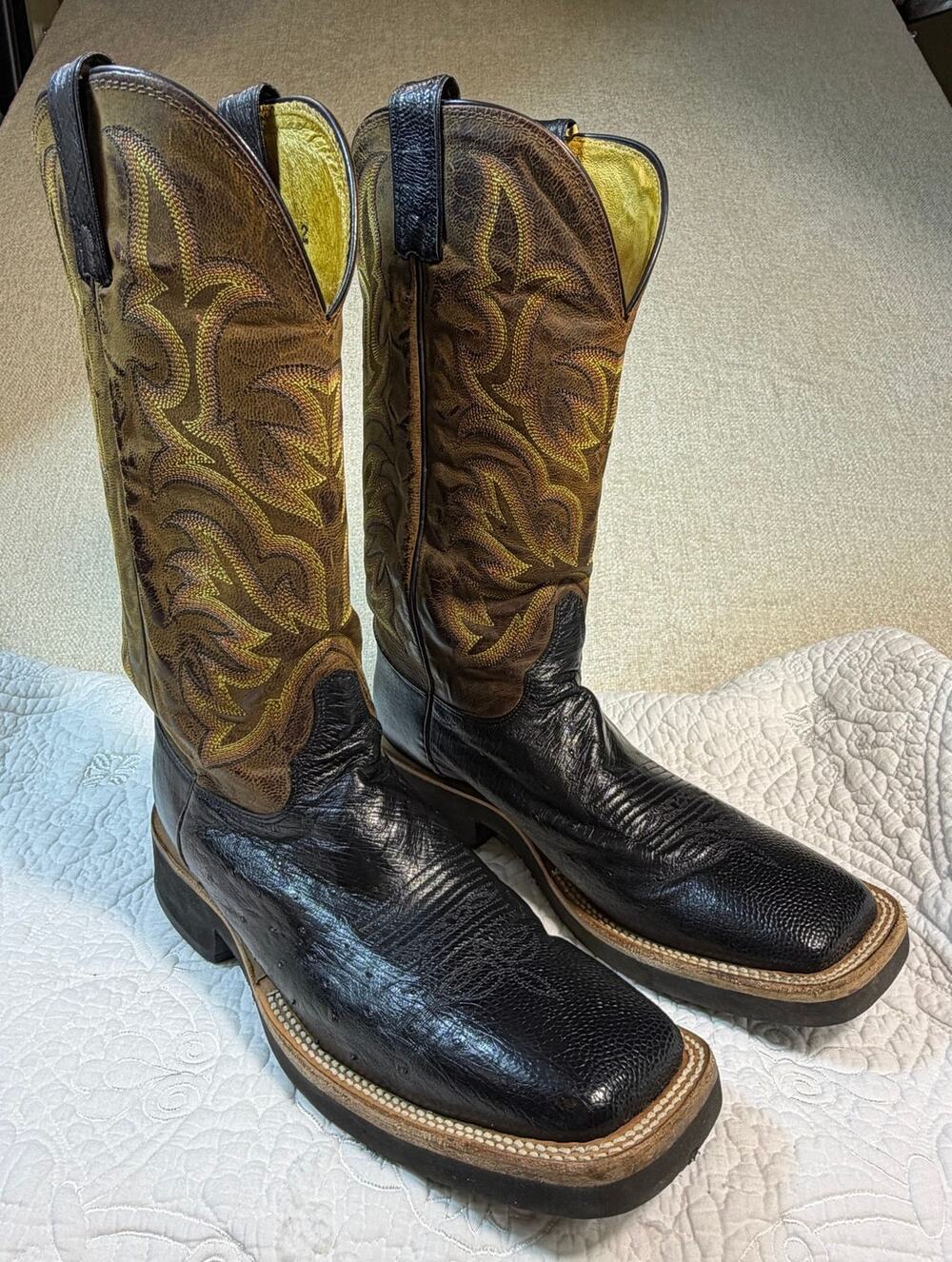 Justin Men 10B Brown Black Composite Toe Oil Resistant Western Work Boots Casual